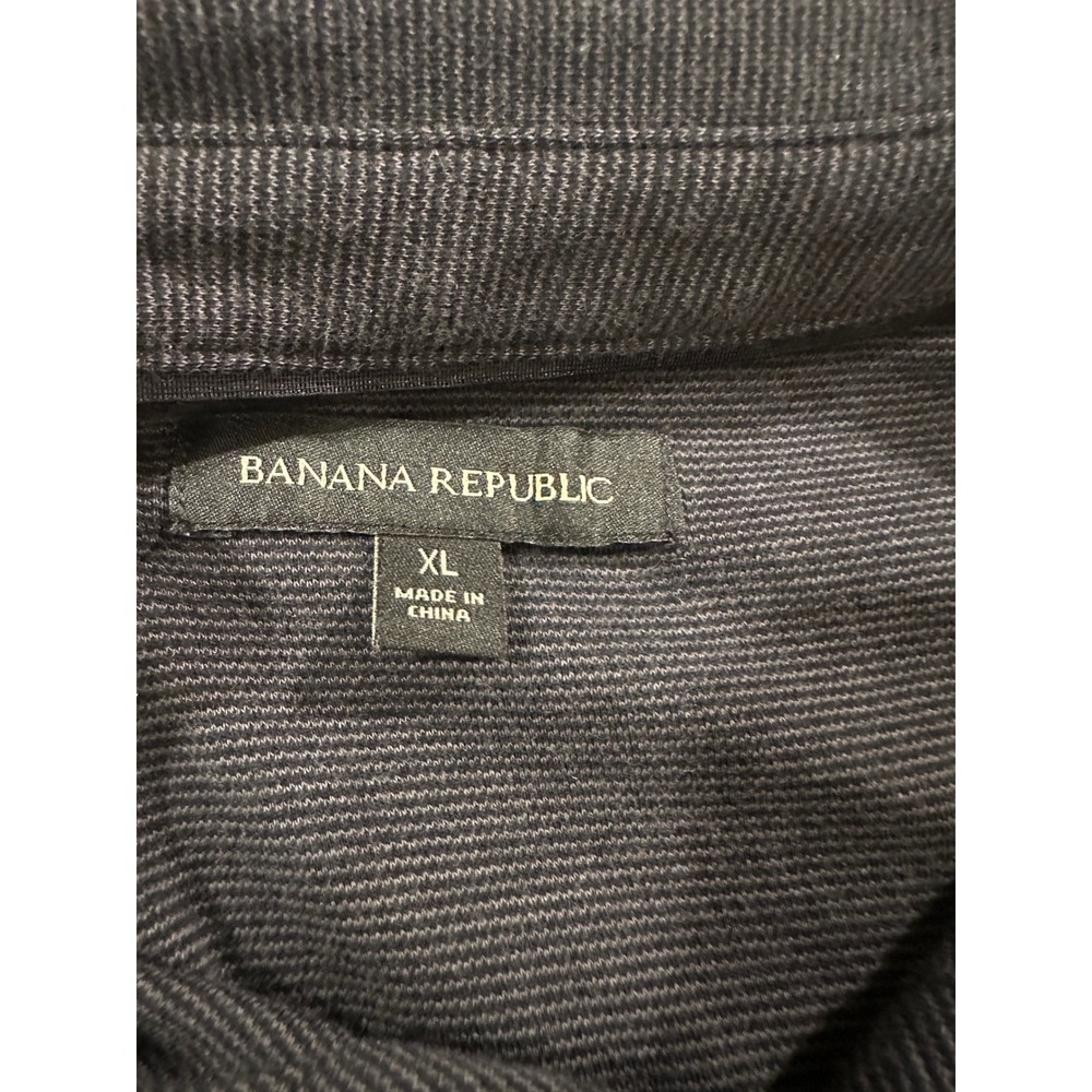 Banana Republic‎ Mens XL Polo Shirt Charcoal Grey Micro Stripe 100% Cotton - Picture 8 of 8